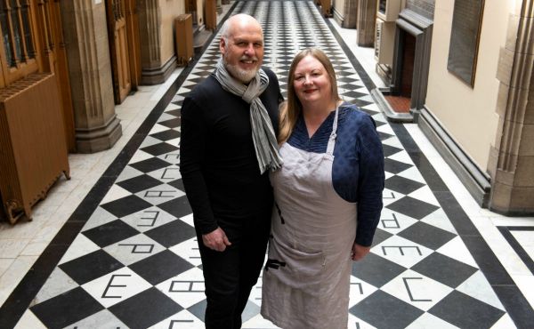 Rev Peter Gardner and his wife Heidi, who are both artists, have spent the last week constructing an installation designed to give commissioners a feeling of peace as they enter and leave the debating chamber.