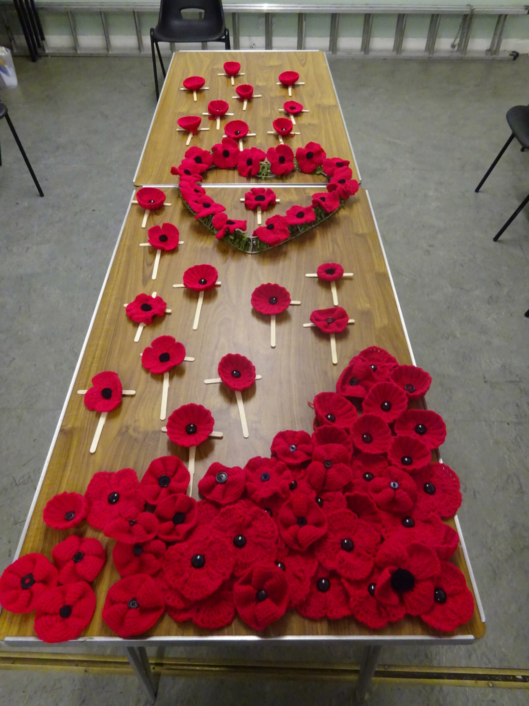 Just some of the poppies organised for the upcoming display in November, which will include crochet and knitted versions.