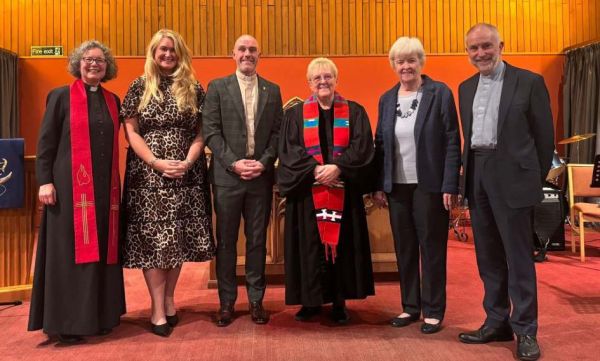 Chris Barlas with his wife Marion and Perth Presbytery colleagues.