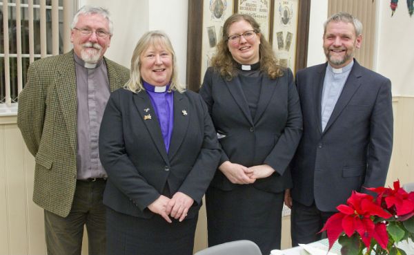 From l-r Rev Charles Finnie of Burnfoot Church, Rev Sheila Moir of Maxton & Mertoun linked with Newtown St Boswells linked with St Boswells (Probation Supervisor), Rev Rachel Wilson and Rev Alistair Cook. Photograph by Bill McBurnie