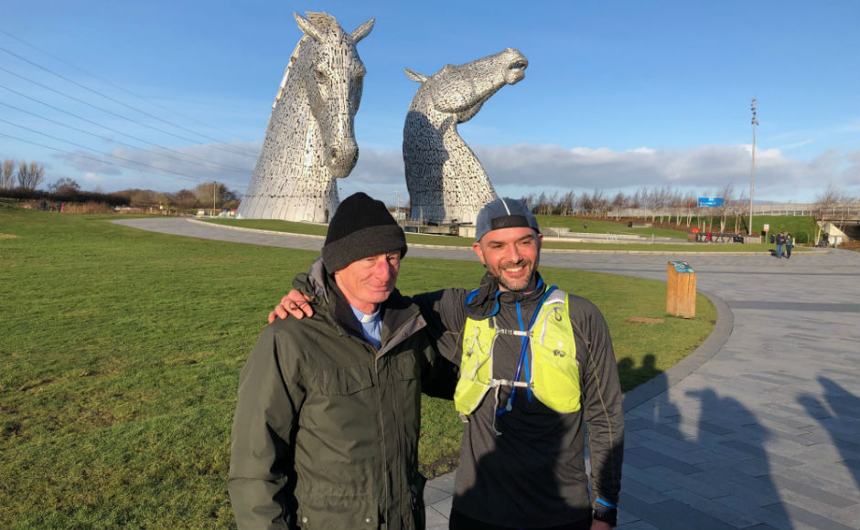 At the Kelpies on the first run in January with Rev Andrew Sarle of Bainsford Church of Scotland in Falkirk