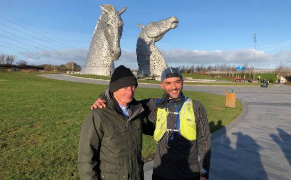 At the Kelpies on the first run in January with Rev Andrew Sarle of Bainsford Church of Scotland in Falkirk