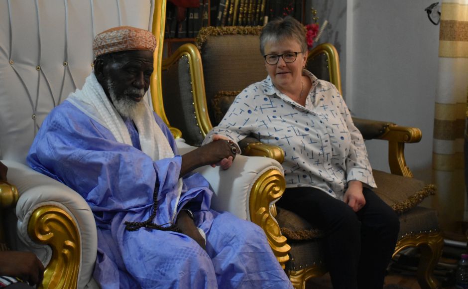 Very Rev Dr Susan Brown meeting Sheikh Dr Osmanu Nuhu Sharubutu, the Chief Imam of Ghana. He recently celebrated his 100th birthday in a Catholic Cathedral and has worked to promote good relations between faiths in Ghana.