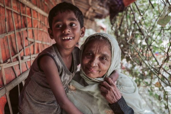 A boy with his grandmother