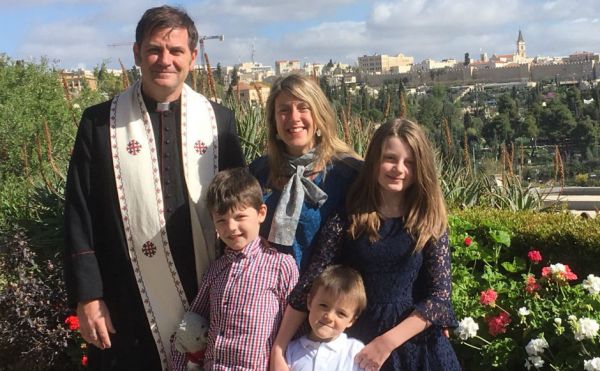 Rev Dr John McCulloch in Jerusalem with his family