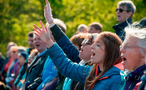 A group of people singing at the Church of Scotland's Heart and Soul festival