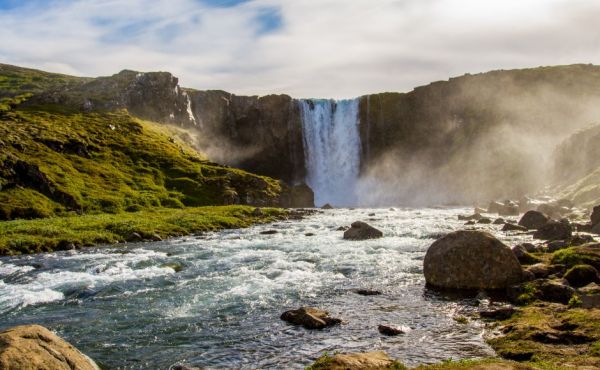 A waterfall