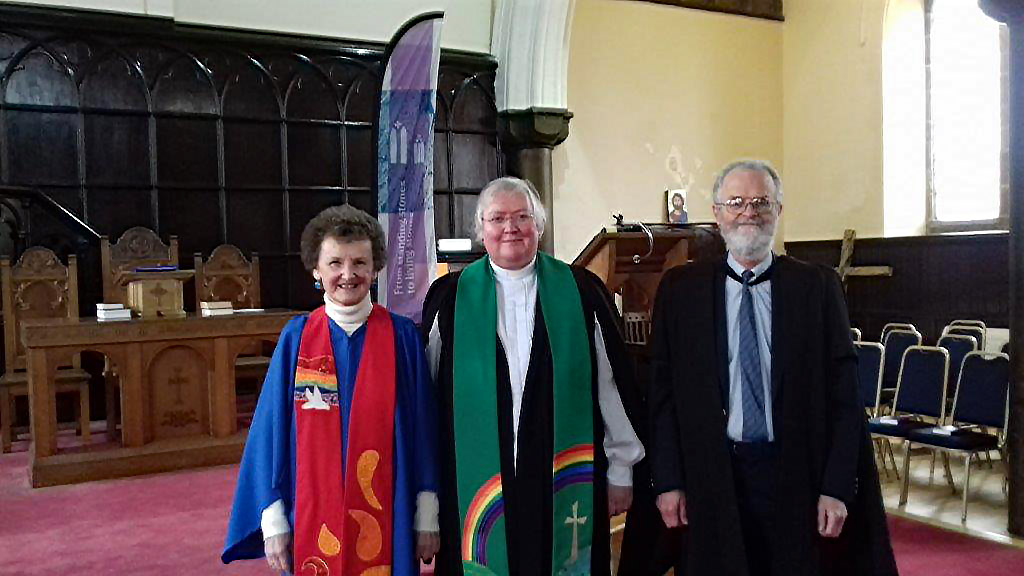 Rev Catriona Hood with Marilyn Shedden and Dr Chris Brett