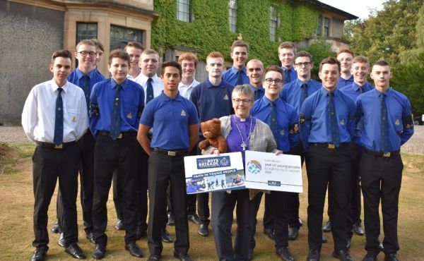 Rt Rev Susan Brown with Boys Brigade youth leaders