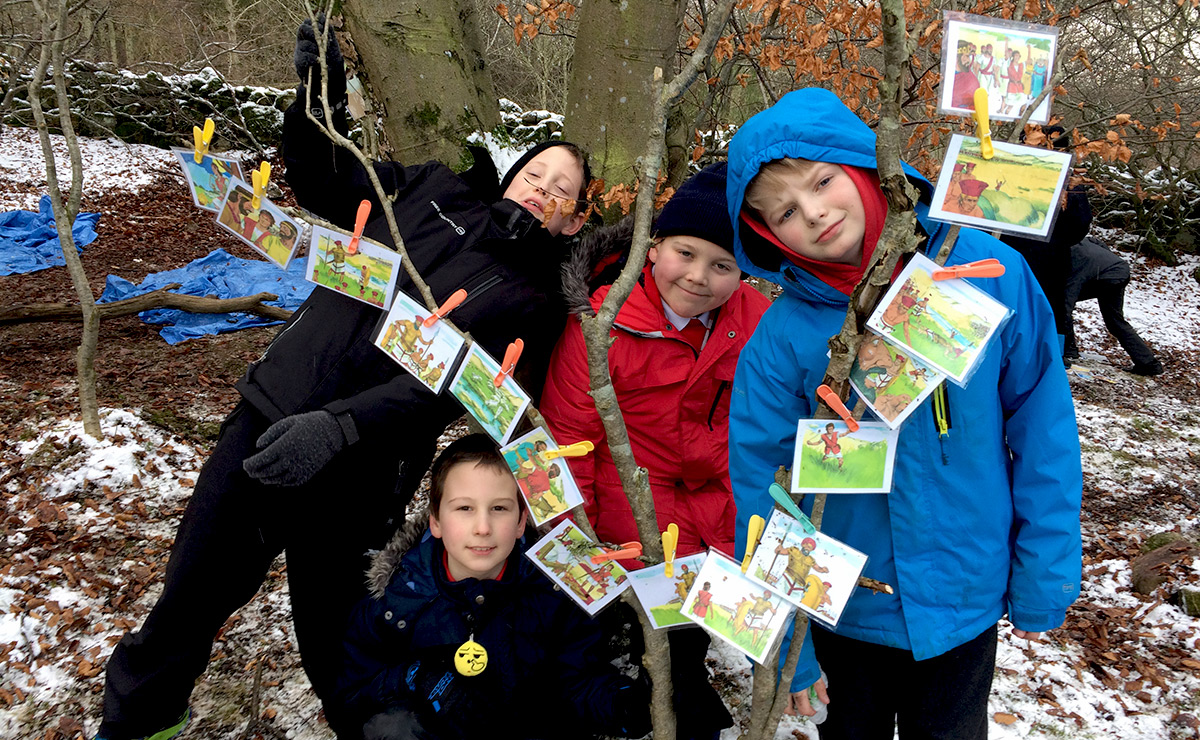 School children learning about Christianity