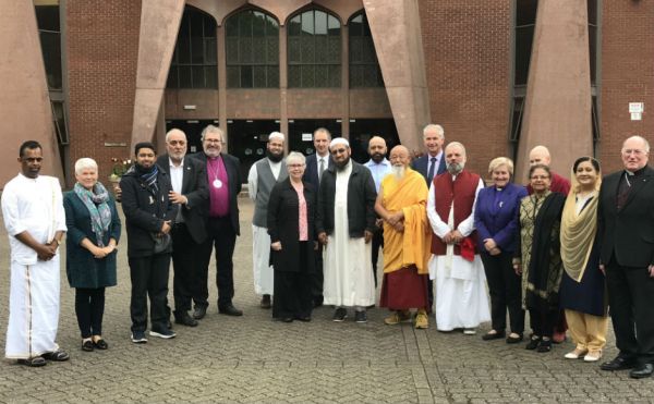 Faith leaders outside Glasgow Central Mosque