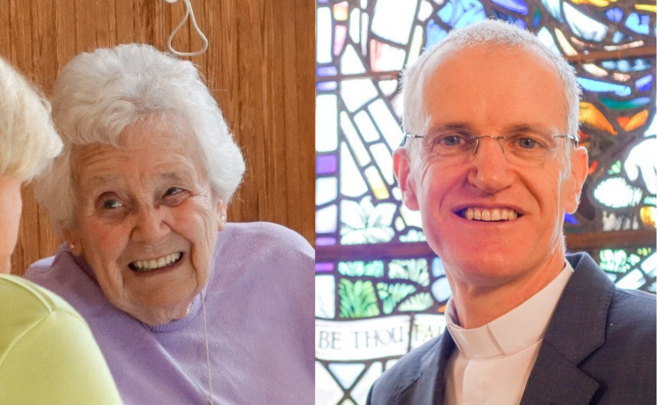 Barbara Stonehouse and the minister of her church, Rev Dr Neil Dougall.