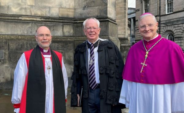 The Moderator, Lord Wallace with Rt Rev Joh Armes and Archbishop Leo Cushley