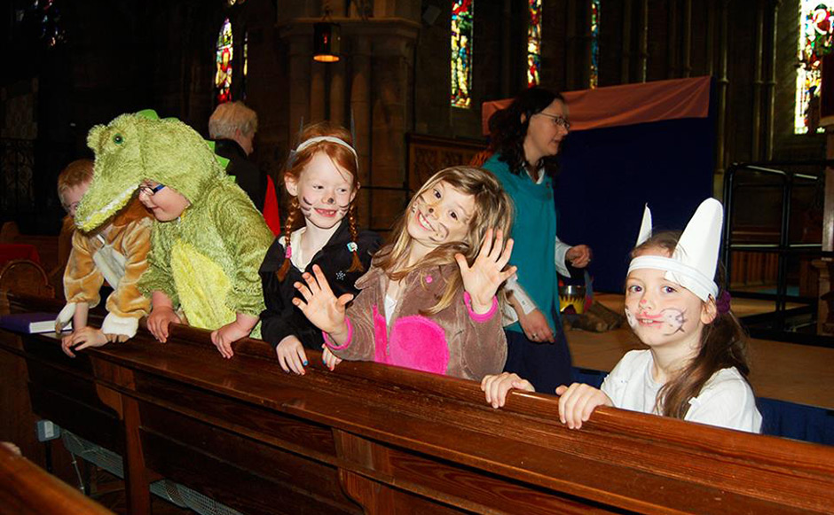 Children enjoying storytelling at Brechin Cathedral