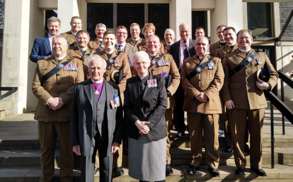 Church of Scotland army chaplains gathered together for a photo to mark the anniversary
