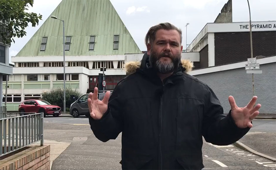 Rev Bob Mallinson, the Kirk's Priority Areas Convener, outside a church