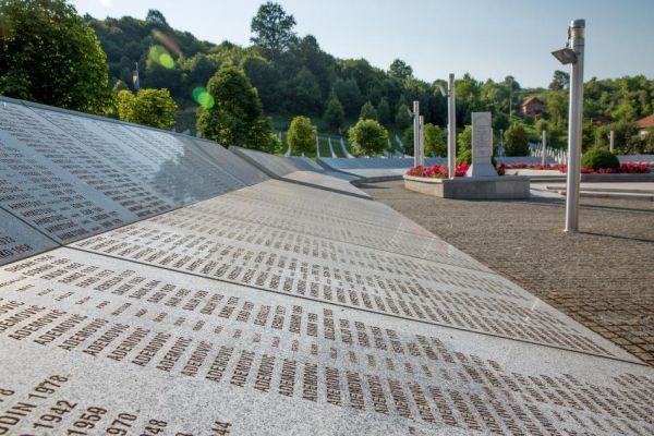 Some of the thousands of names commemorated on the Srebrenica Memorial.
