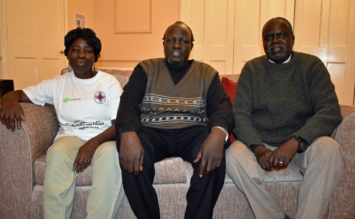 Three of the South Sudanese ministers from left: Rev Paska Aciya Nimiriano Siya,  Rev. John Yor Nyiker Deng and Rev. Orozu Lokine Daly Alaan