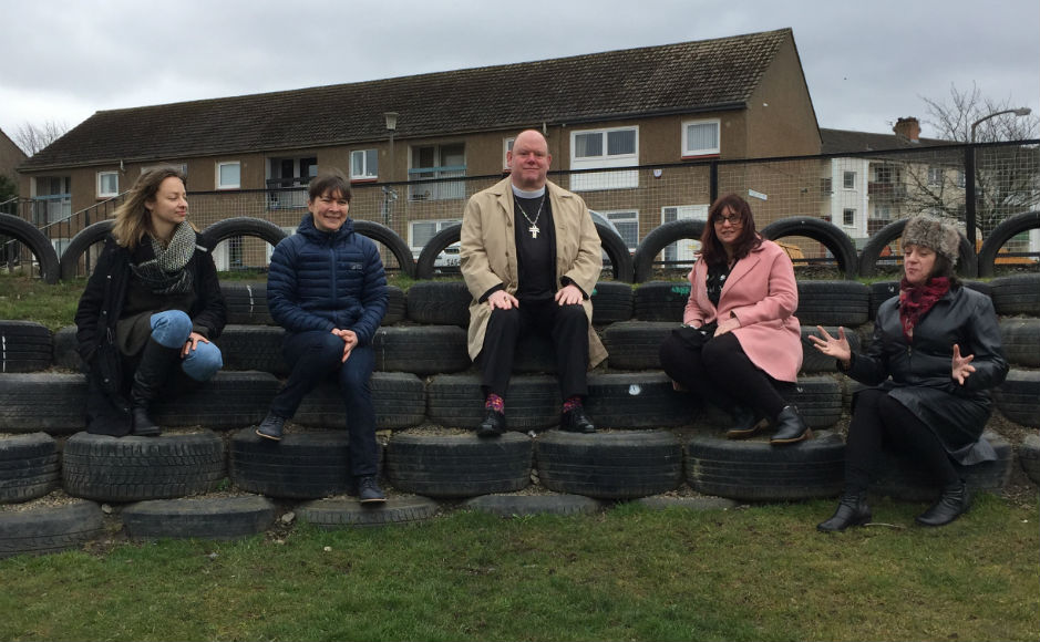 One stage of the project included making a community amphitheater from tyres