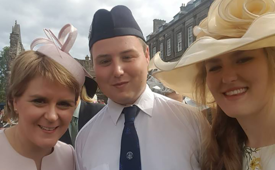 Callum Dewar representing the Boys' Brigade at the Queens Garden Party