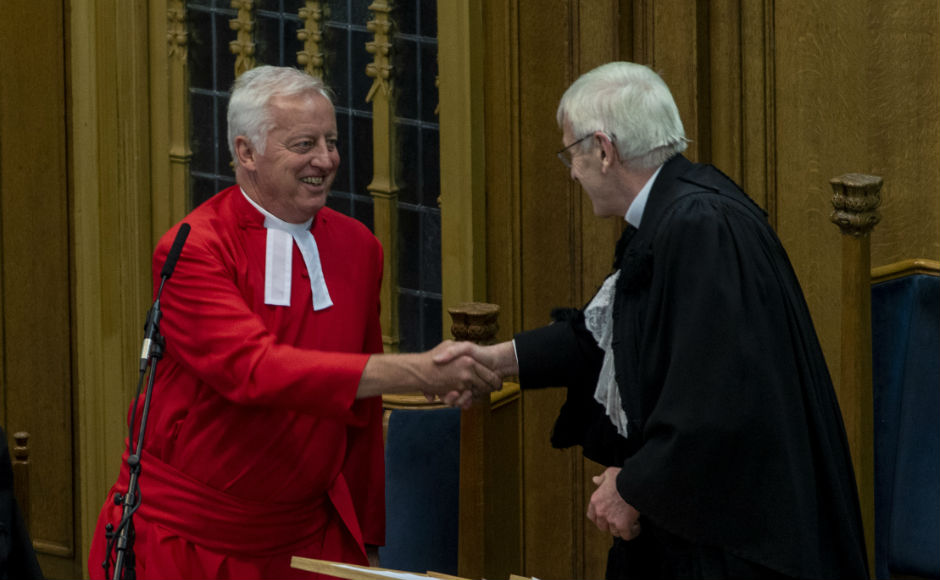 Rev Dr George Whyte was congratulated by Rt Rev Colin Sinclair