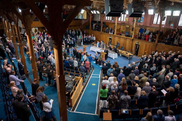 Wide shot of attendees in the Assembly Hall