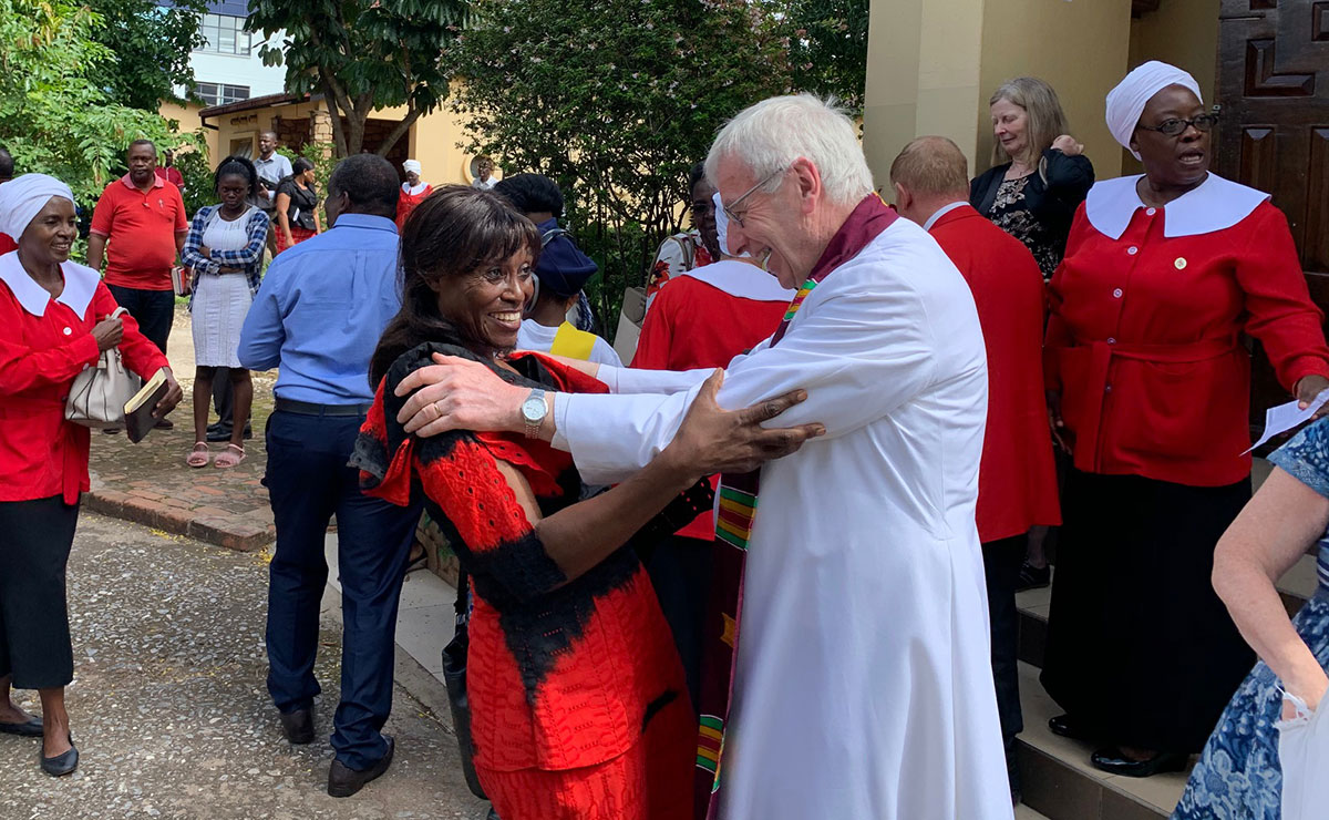 Rt Rev Colin Sinclair with Lucie Kasanga, who first attended one of his SU camps in Kitwe in 1974 when she was 19