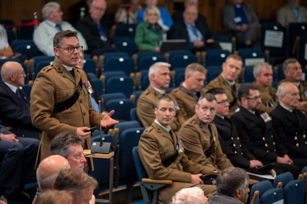 A military chaplain speaks at the General Assembly