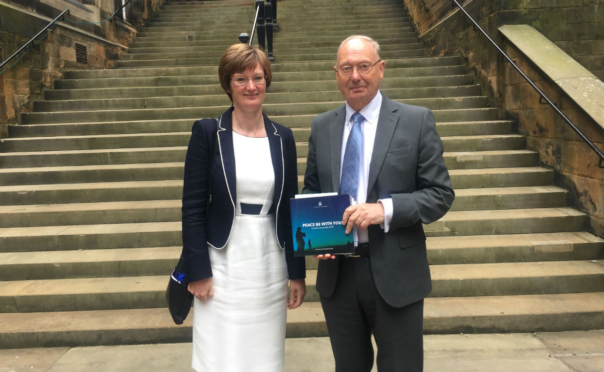 Rt Rev Christopher Hill, Church of England Bishop and outgoing President of CEC, alongside Rev Alison McDonald, convener of the Ecumenical Relations committee and a member of the CEC Governing Board