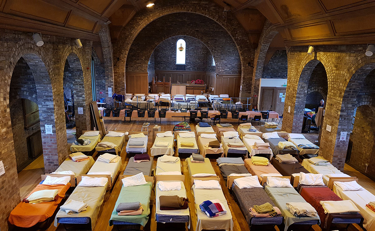 An image of the beds in the church