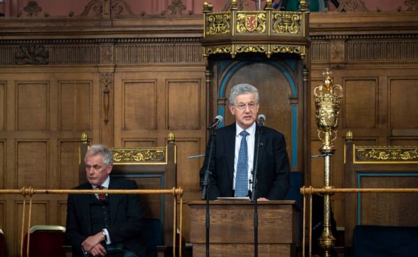 Lord Hodge giving his closing speech at the General Assembly