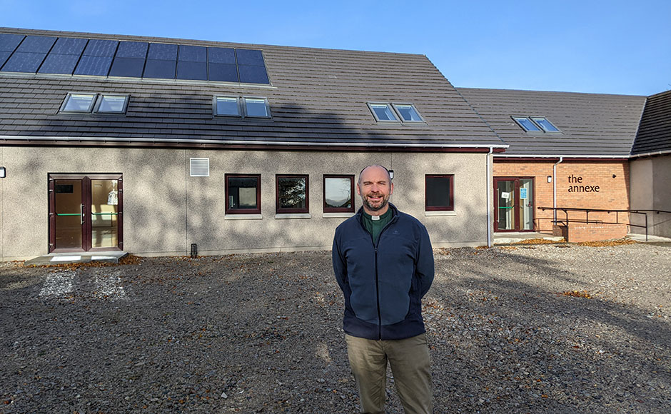 Rev Paul McKeown outside the Belhelvie Church annexe building