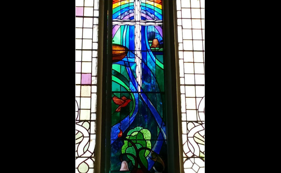 Stained glass window at St Mungo's in Alloa