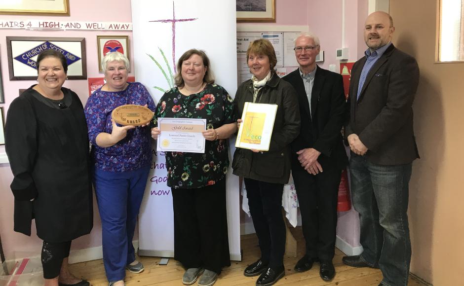 The congregation of Lomond Parish Church being given the award