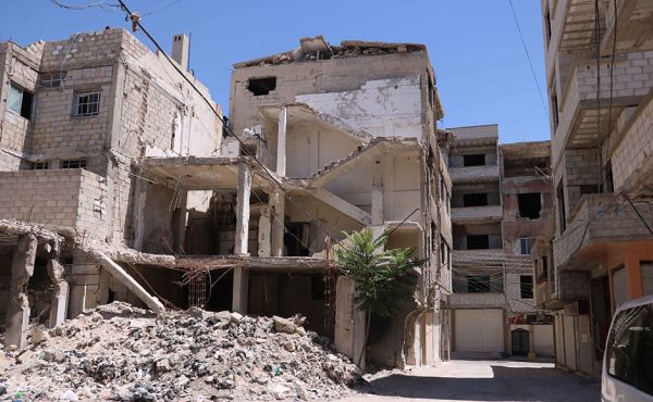 Ruined building after the earthquake in Syria