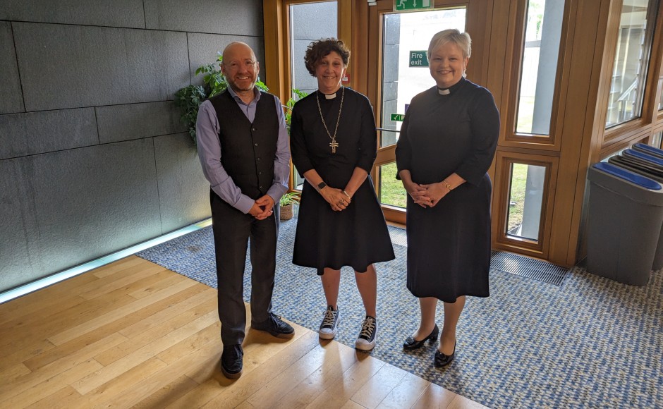 Rt Rev Sally Foster-Fulton with Patrick Harvie and Rev Fiona Smith