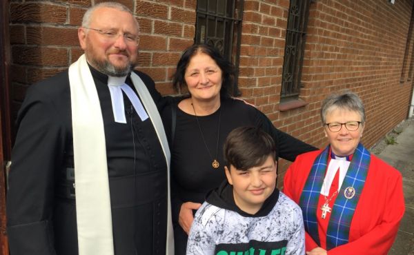 Rt Rev Susan Brown visited Springburn Church where she celebrated the good news that 10-year-old orphan Giorgi Kakava and his grandmother Ketino Baikhadze have been granted permission to remain in Scotland after a petition by Rev Brian Casey gained widespread support.