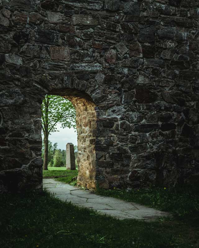 Stone Wall With Graveyard