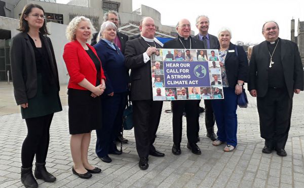 Moderator with faith leaders outside the Scottish Parliament