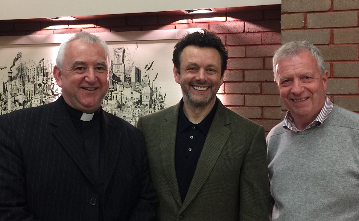 Left to right: Rev Iain May, Michael Sheen and Very Rev Dr John Chalmers