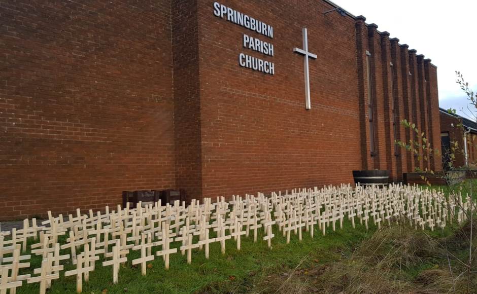 Crosses representing drug deaths