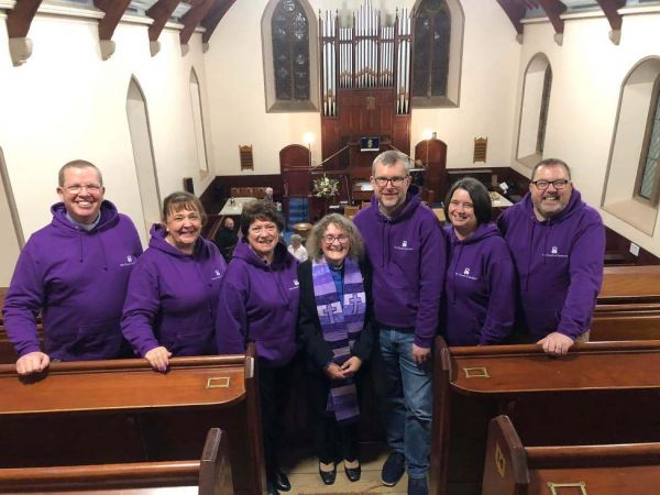 Rev Anne-Marie Simpson with her fellow class of 2023 probationers at her ordination at Duffus.