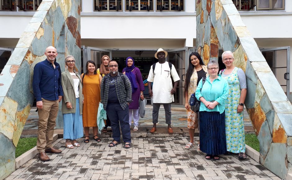 The group from Scotland outside Trinity United Church in Accra before a service