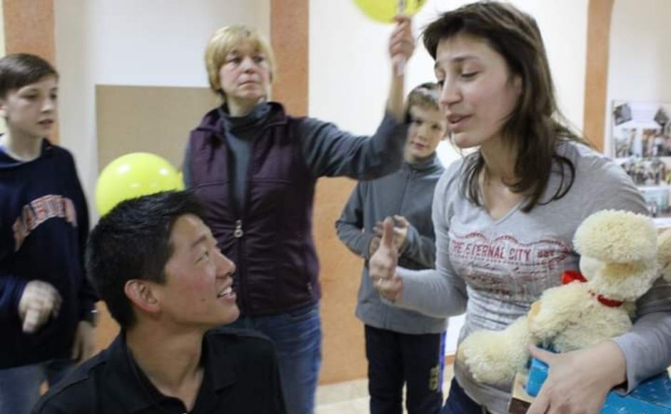 Pictured are some of the people at the Parish Nursing centre run by Pam d’Andre on the outskirts of Kyiv.