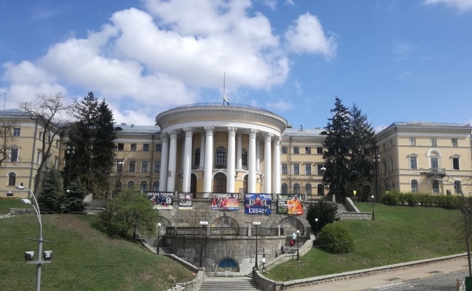 The municipal buildings in central Kyiv where a Reformed service took place every week.